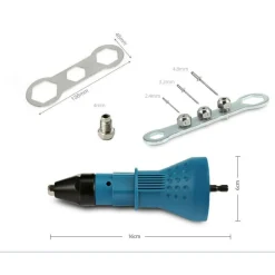 KIT CONVERSIONE DA TRAPANO AVVITATORE A RIVETTATRICE TESTINE DA 2.4 3.2 4.0 4.8