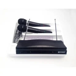 KIT COPPIA MICROFONI PROFESSIONALI WIRELESS CON CENTRALINA FM BICANALE C-05