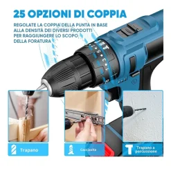 KIT DA 100 PEZZI COMPLETO DI ATTREZZI CON TRAPANO AVVITATORE A BATTERIA VALIGIETTA