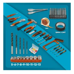 KIT DA 100 PEZZI COMPLETO DI ATTREZZI CON TRAPANO AVVITATORE A BATTERIA VALIGIETTA