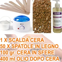 KIT DEPILAZIONE CERETTA BRASILIANA CON SCALDACERA SPATOLA IN LEGNO OLIO SFERE