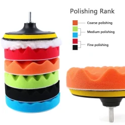 KIT DI 6 SPUGNE DISCO VELCRO LUCIDANTE CON ADATTATORE PER LUCIDATURA AUTO 3 5 6"