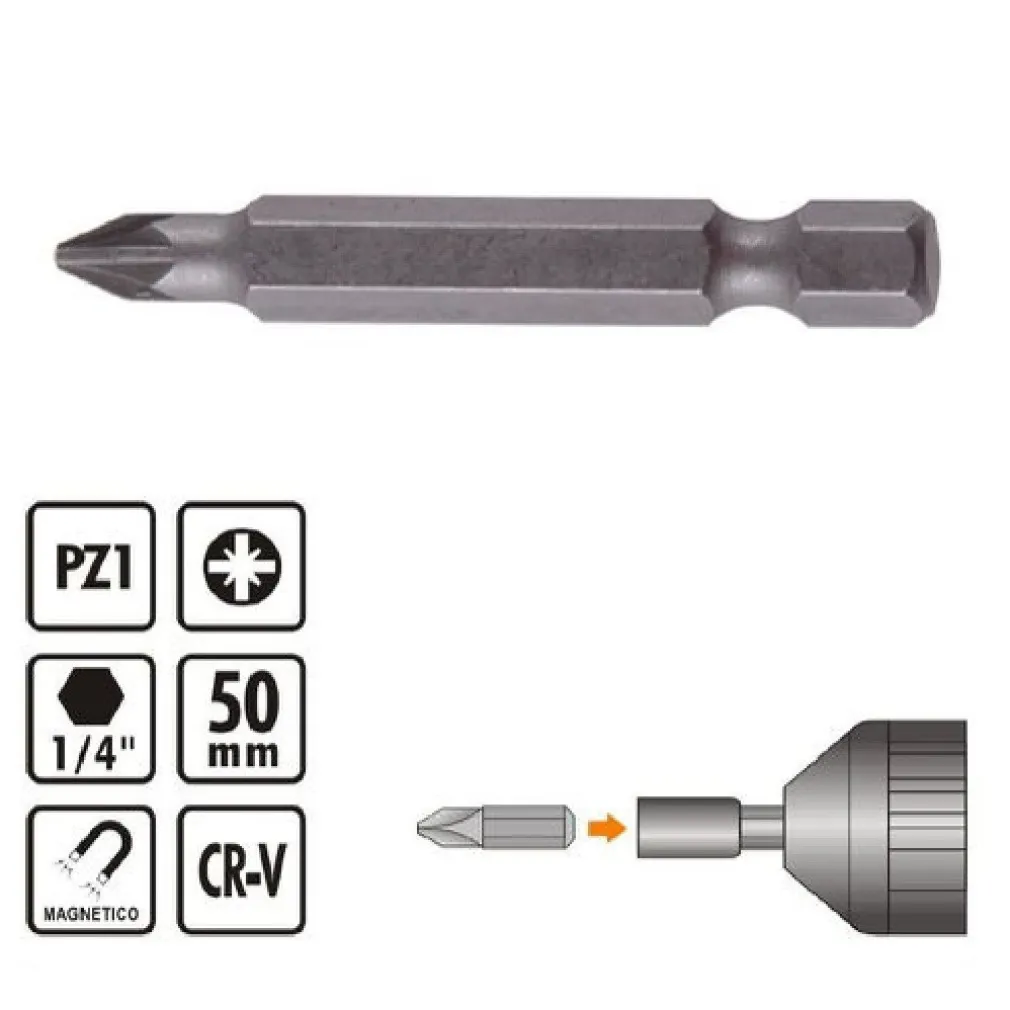 KIT DI BITS 3 PZ BIT INSERTI PER AVVITATORE 50MM GAMBO 1/4" MAGNETICO CR-V 91935