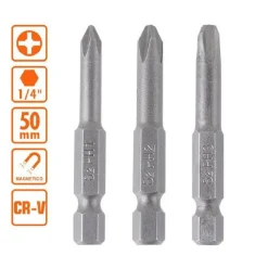 KIT DI BITS 3PZ BIT INSERTI PER AVVITATORE 50MM PH1/2/3 GAMBO 1/4"-6.35MM 57255
