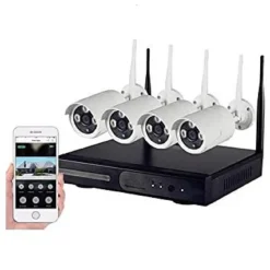 KIT DI VIDEOSORVEGLIANZA CON 4 TELECAMERE NVR LAN WIRELESS FULL HD WIFI CW567