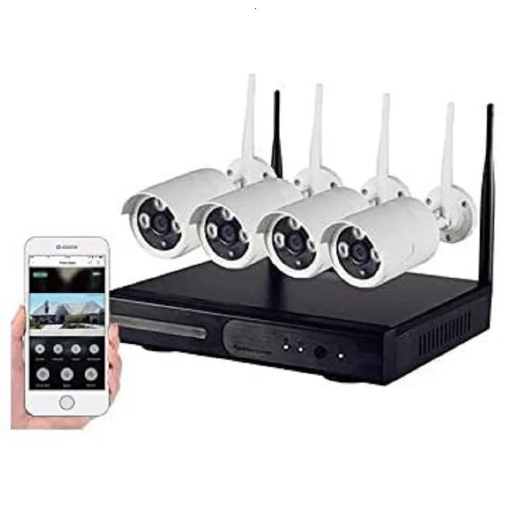 KIT DI VIDEOSORVEGLIANZA CON 4 TELECAMERE NVR LAN WIRELESS FULL HD WIFI CW567