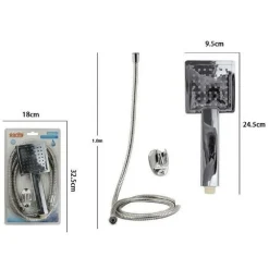 KIT DOCCETTA DOCCINO QUADRATO SOFFIONE DOCCIA BAGNO LACCIO 1,8 MT STAFFA 69304