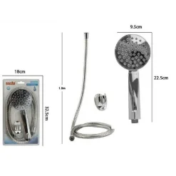 KIT DOCCETTA DOCCINO SOFFIONE BAGNO DOCCIA TONDO CON LACCIO 1,8 MT STAFFA 69320