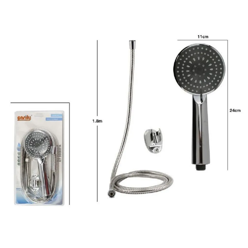 KIT DOCCETTA DOCCINO SOFFIONE DOCCIA BAGNO MULTIGETTO LACCIO 1,8MT STAFFA 69108