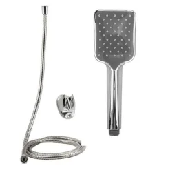 KIT DOCCETTA DOCCINO SOFFIONE RETTANGOLARE DOCCIA BAGNO CON LACCIO 1,8MT STAFFA 69314