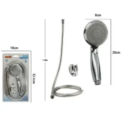 KIT DOCCETTA DOCCINO SOFFIONE BAGNO DOCCIA TONDO LACCIO 1,8 METRI STAFFA 69344