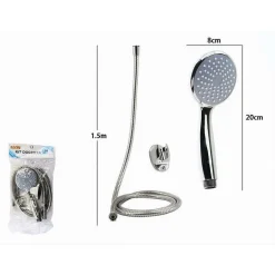 KIT DOCCETTA DOCCINO TONDO SOFFIONE DOCCIA BAGNO CON LACCIO 1,5 MT STAFFA 79976