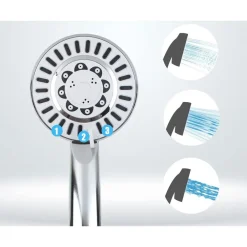 KIT DOCCETTA SOFFIONE CON TUBO 1.8MT STAFFA DOCCIA BAGNO UNIVERSALE CROMATO 59261