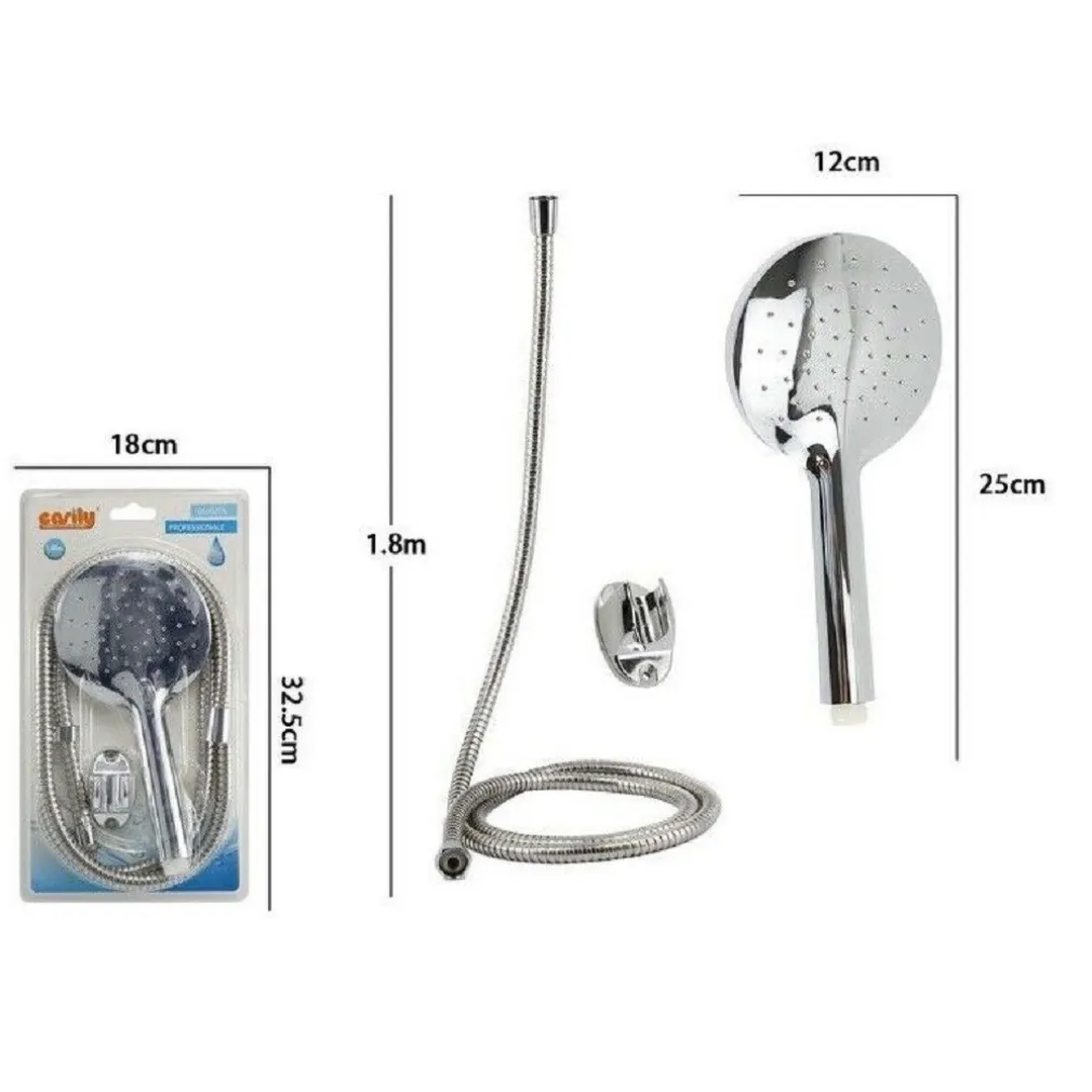 KIT DOCCETTA TONDA DOCCINO SOFFIONE DOCCIA CON LACCIO 1,8 MT STAFFA BAGNO 59228