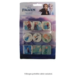 KIT GOMME PER CANCELLARE 9PZ SAGOMATE TEMA FROZEN CANCELLERIA PER BAMBINE SCUOLA 955340