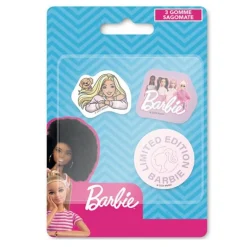 KIT GOMME PER CANCELLARE 3PZ SAGOMATE TEMA BARBIE CANCELLERIA PER BAMBINE SCUOLA 953704