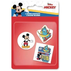 KIT GOMME PER CANCELLARE 3PZ SAGOMATE TEMA TOPOLINO CANCELLERIA PER BAMBINI SCUOLA 953643