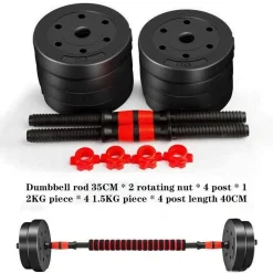 KIT 2IN1 BILANCIERE + MANUBRI CON PESI REGOLABILI COMPONIBILI PALESTRA TOT 10 KG