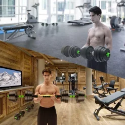 KIT 2IN1 BILANCIERE + MANUBRI CON PESI REGOLABILI COMPONIBILI PALESTRA TOT 10 KG