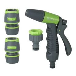 KIT IRRIGAZIONE CON PISTOLA RACCORDI PRESA RUBINETTO CON RIVESTIMENTO SOFT TOUCH