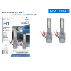 KIT LAMPADINE LAMPADE AUTO MOTO A LED H1 12V 40W 3000LM LUCE FREDDA 6500K CBR-H1