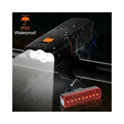 KIT LUCI BICI LED RICARICABILE ANTERIORE E POSTERIORE FARO FANALE BICICLETTA MTB
