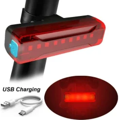 KIT LUCI BICI LED RICARICABILE ANTERIORE E POSTERIORE FARO FANALE BICICLETTA MTB