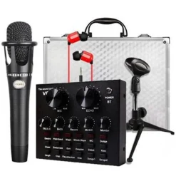 KIT PER REGISTRAZIONE AUDIO CON EFFETTI SONORI LIVE SCHEDA E MICROFONO SUPPORTO