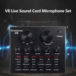 KIT PER REGISTRAZIONE AUDIO CON EFFETTI SONORI LIVE SCHEDA E MICROFONO SUPPORTO