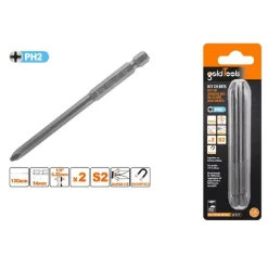 KIT 2PEZZI DI BITS DA 100MM GAMBO 1/4" 6.35MM S2 MAGNETICA CROCE TESTA PH2 57247