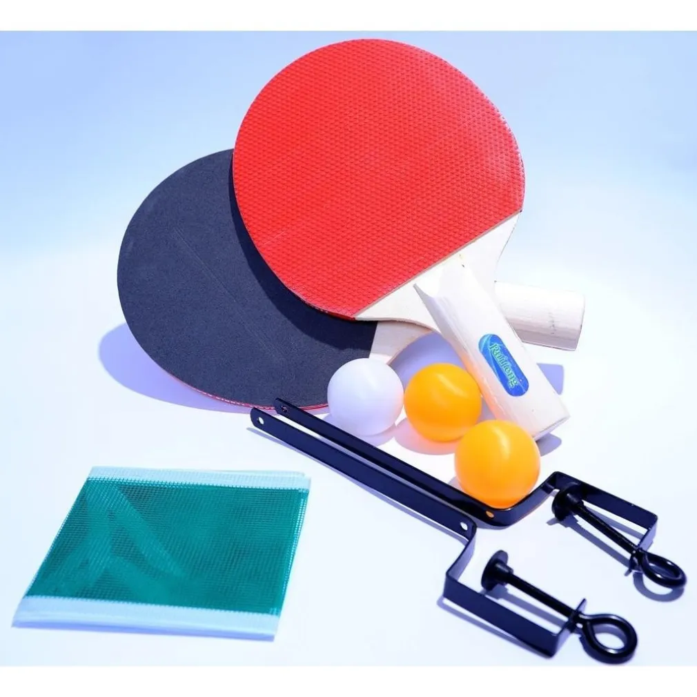 KIT PING PONG TENNIS DA TAVOLO CON RETE 2 RACCHETTE 2 COLORI E 3 PALLINE