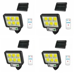KIT 4PZ FARO SOLARE LED CON PANNELLO FARETTO SENSORE DI MOVIMENTO 96 LED COB T09