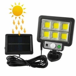 KIT 4PZ FARO SOLARE LED CON PANNELLO FARETTO SENSORE DI MOVIMENTO 96 LED COB T09