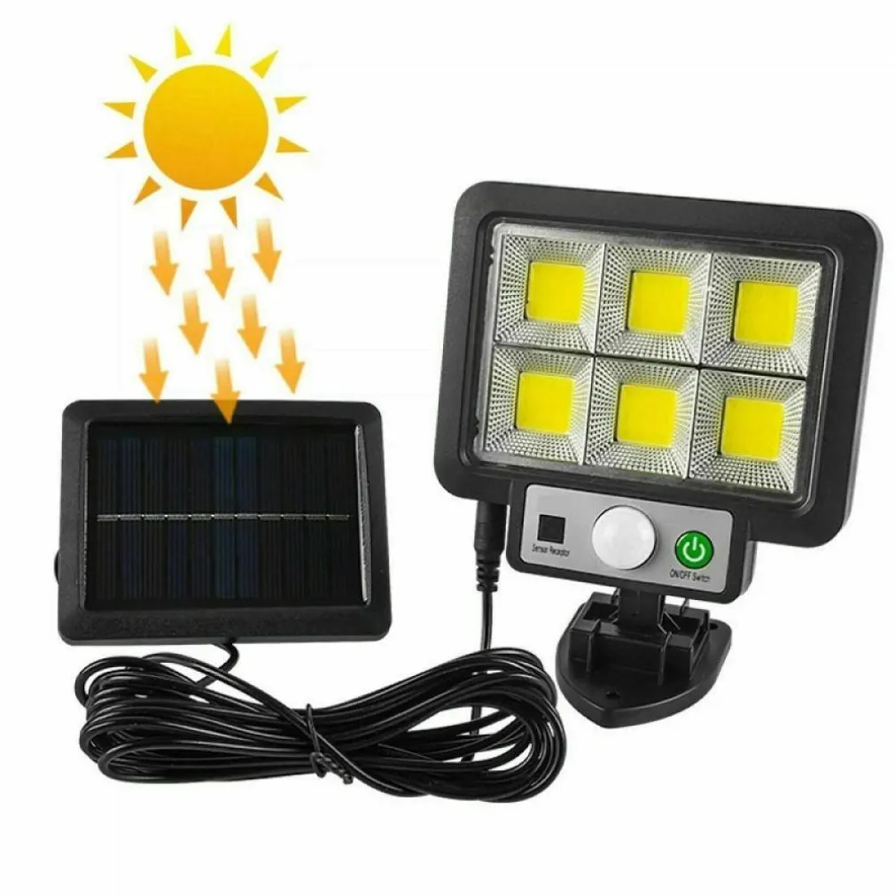 KIT 4PZ FARO SOLARE LED CON PANNELLO FARETTO SENSORE DI MOVIMENTO 96 LED COB T09