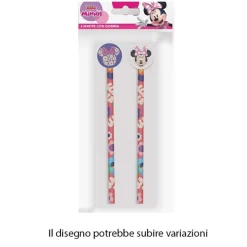 KIT 2PZ MATITE CON GOMMA ROTONDA GRAFICA MINNIE PER DISEGNO SCUOLA BAMBINE 960771