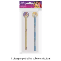 KIT 2PZ MATITE CON GOMMA ROTONDA GRAFICA PRINCIPESSE PER DISEGNO SCUOLA BAMBINE 960788