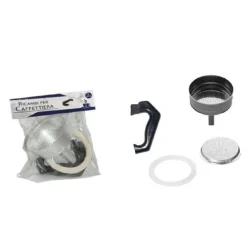 KIT 4PZ RICAMBI FILTRO GUARNIZIONE MANICO IMBUTO CAFFETTIERA MOKA MISURA 2 TAZZE