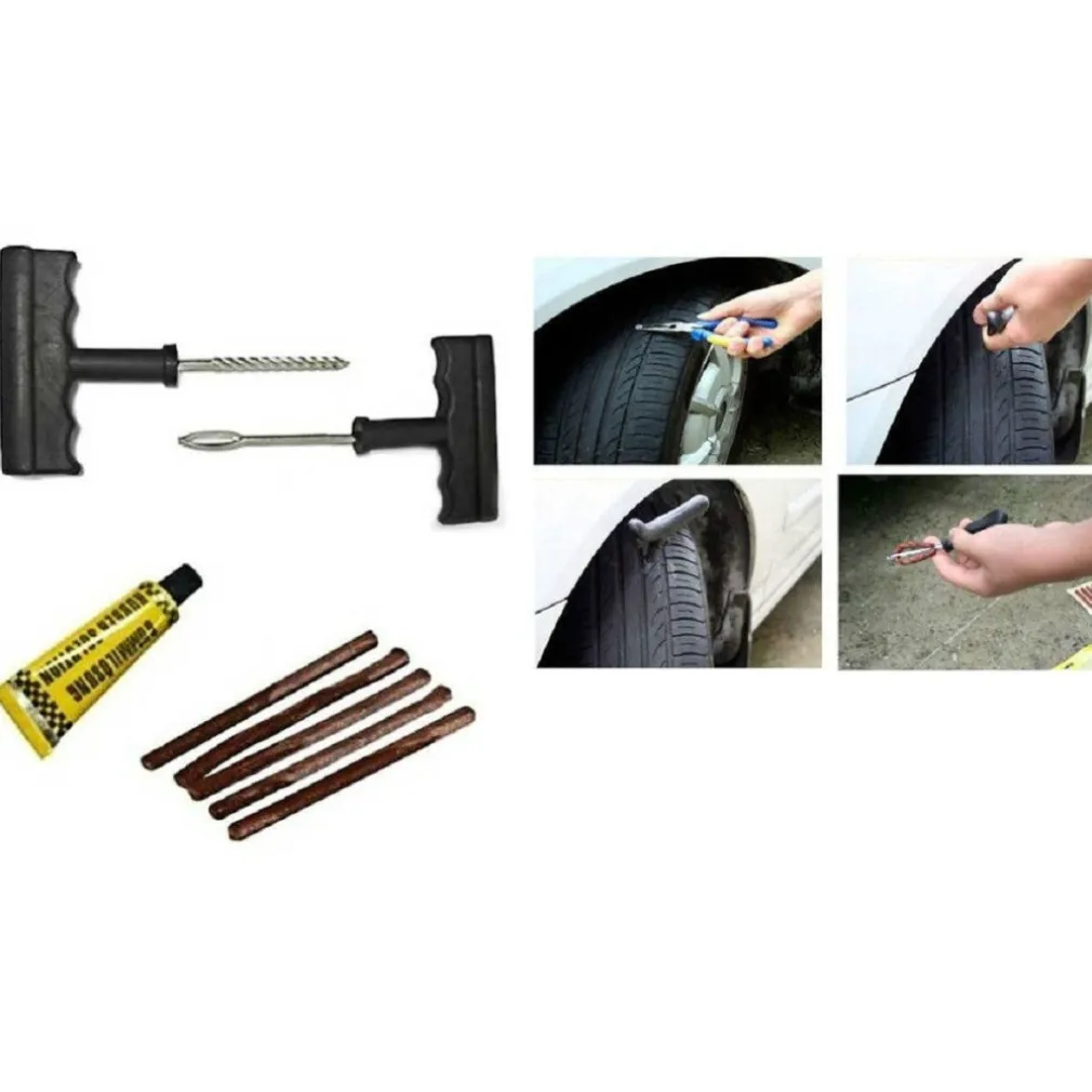 KIT RIPARA PNEUMATICI GOMME RIPARAZIONE PER AUTO MOTO DA FORATURA GOMME RUOTE