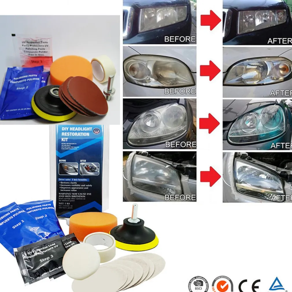 KIT RIPARAZIONE RINNOVA FARI FANALI ELIMINA INGIALLIMENTO AUTO MOTO