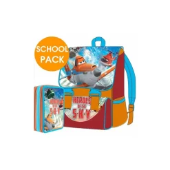 KIT SCUOLA SCHOOL PACK ZAINO ESTENSIBILE + ASTUCCIO 3 ZIP DISNEY PLANES