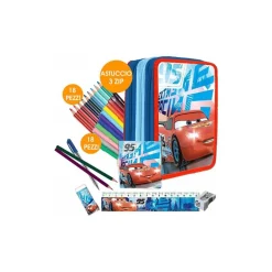 KIT SCUOLA SCHOOL PACK ZAINO ESTENSIBILE + ASTUCCIO 3 ZIP DISNEY CARS