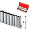 KIT SET 9 PZ CHIAVI BUSSOLA LUNGHE DA 1/4" PER CANDELETTE 5-13mm CHROME VANADIUM
