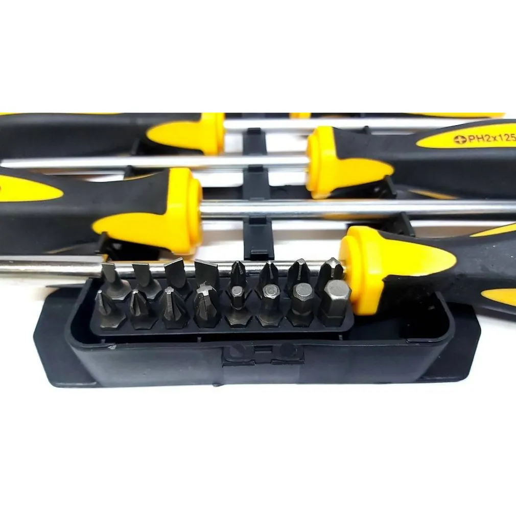 KIT SET DA 44 PEZZI CACCIAVITI TORX ESAGONALI PUNTE INSERTI BUSSOLA