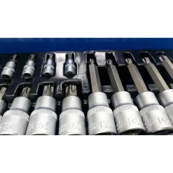 KIT SET INSERTI CHIAVI 19 PEZZI BUSSOLE CHIAVI TORX MASCHI 1/4