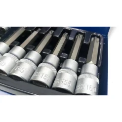 KIT SET INSERTI CHIAVI 19 PEZZI BUSSOLE CHIAVI TORX MASCHI 1/4