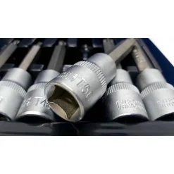 KIT SET INSERTI CHIAVI 19 PEZZI BUSSOLE CHIAVI TORX MASCHI 1/4