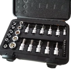 KIT SET INSERTI CHIAVI BUSSOLE TORX HEX 29 PZ ATTACCHI 1/4" 3/8" MASCHIO FEMMINA