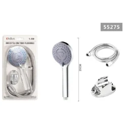 KIT SOFFIONE DOCCETTA 25CM MULTIGETTO DOCCIA BAGNO CON STAFFA TUBO 1,5 MT 55275