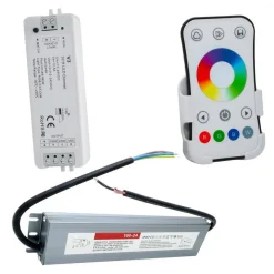 KIT STRISCIA 600LED 75W RGB IP68 ESTERNI DIMMERABILE 24V CENTRALINA ALIMENTATORE