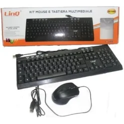 KIT TASTIERA MULTIMEDIALE 113 TASTI + MOUSE USB 1200DPI CON FILO NERO MK-6880